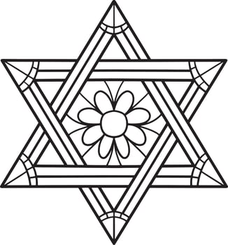 Hanukkah Star of David Isolated Coloring Page vector