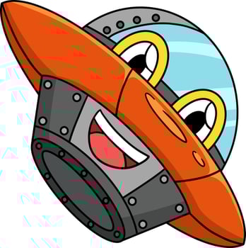 UFO with Face Vehicle Cartoon Colored Clipart vector
