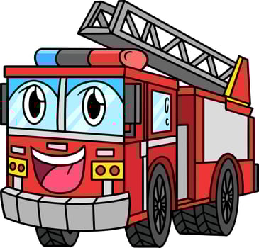 Firetruck with Face Vehicle Cartoon Clipart vector