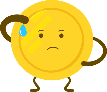 coin character that wipes sweat of exhaustion png