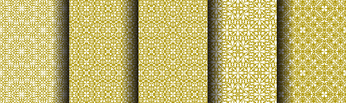 set of ethnic gold abstract background pattern collection for business vector