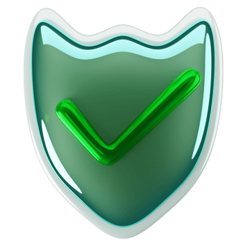 A green shield with a tick mark on it png