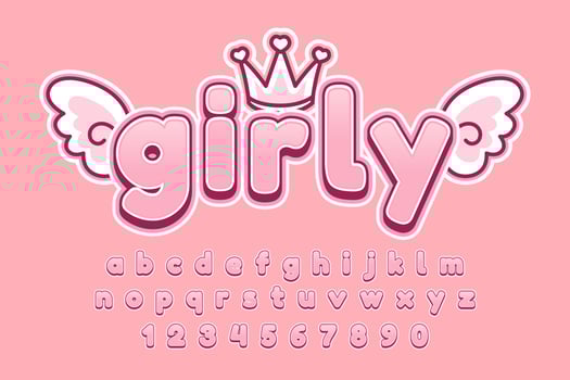 decorative girly Font and Alphabet vector