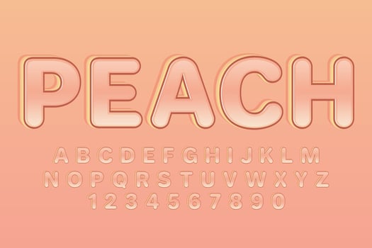 decorative peach Font and Alphabet vector