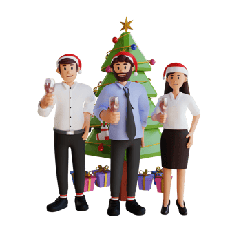 3d employee character illustration new year christmas party png