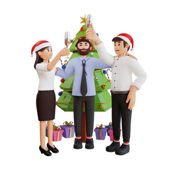 3d employee character illustration new year christmas party png