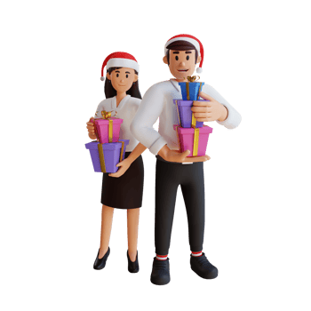 3d employee character illustration new year christmas party png