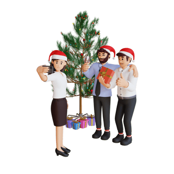 3d employee character illustration new year christmas party png