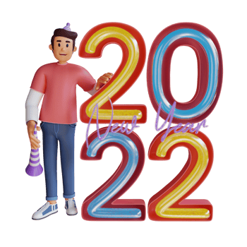 3d young people character illustration new year 2022 christmas party png