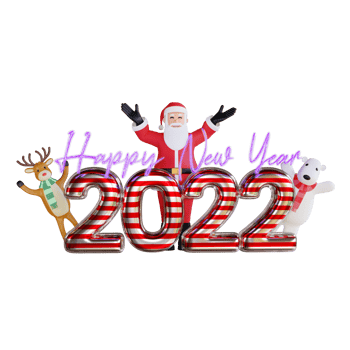 3d santa claus, polar bear and reindeer character illustration new year 2022 christmas party png