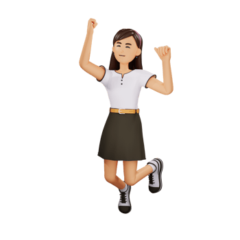 Young girl people happy jump 3d character illustration png