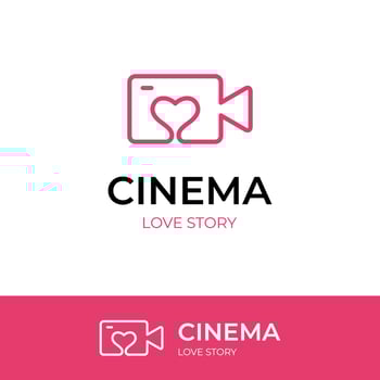 romantic cinema love simple logo. favorite camera symbol or logo icon design. love film logo template vector