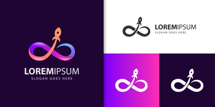 infinity launch rocket logo, rocket launch logo template for business technology symbol icon design vector