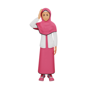 Young muslim girl dizzy 3d character illustration png