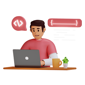 Young man are doing coding 3d cartoon character illustration png