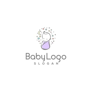 Baby logo concept design. with stars and moon vector