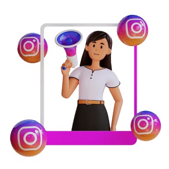 young girl making promotion on social media 3d cartoon character illustration png