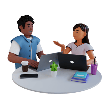 teenage doing discussion using laptop 3d character illustration png