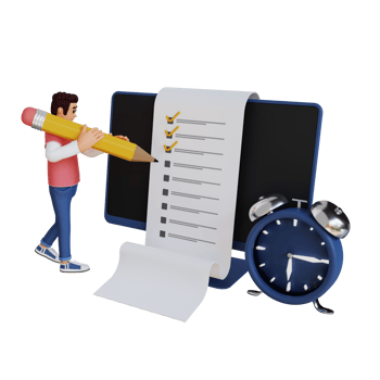 young man with paper list 3d character illustration png