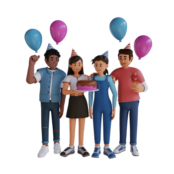 teenager celebrating birthday 3d character illustration png