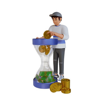 man holding coins 3d character illustration png
