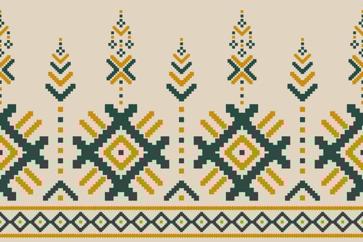 Abstract ethnic ikat art. Geometric seamless pattern in tribal. Fabric Indian style. vector