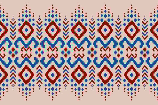 Carpet ethnic ikat art. Geometric seamless pattern in tribal. Fabric Mexican style. vector