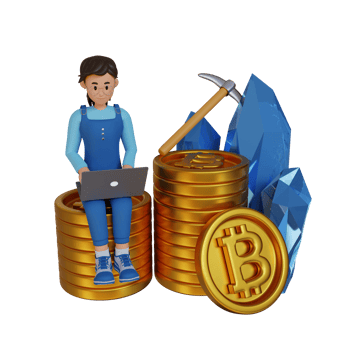 young girl sitting on a pile of coins 3d character illustration png