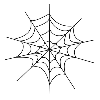 Spider web line art Halloween decoration vector