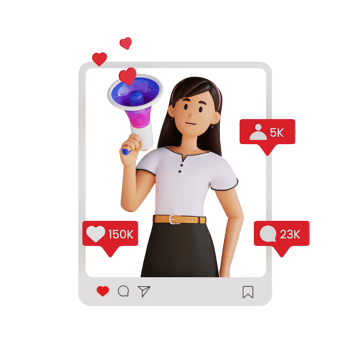 girl doing marketing promotion 3d character illustration png