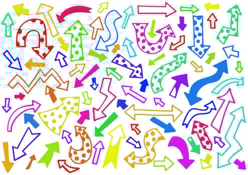 Colorful doodle arrow vector set
