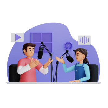 teens doing live podcasts 3d character illustration png