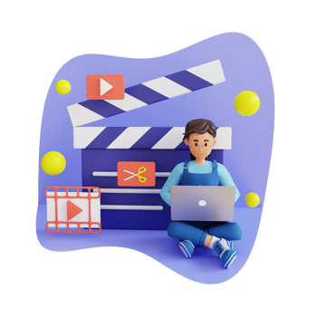 girl in glasses create video content while sitting on the floor 3d character illustration png