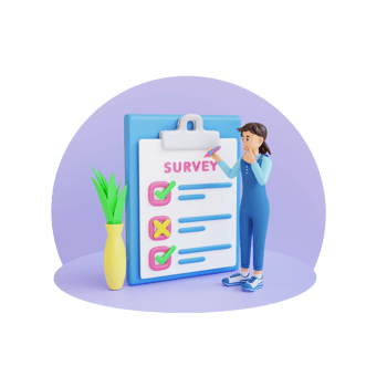 woman filling out survey form 3d character illustration png