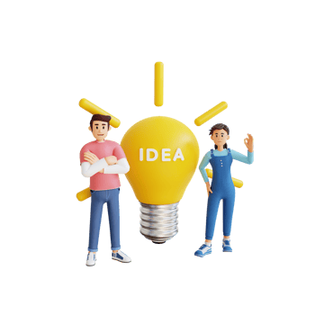man and women got a idea and strategy 3d character illustration png