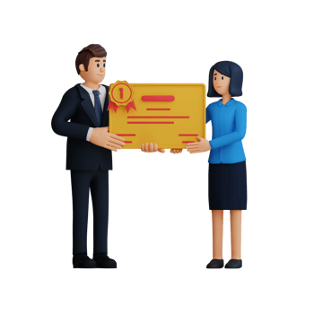 Business people receive document certificate 3d character illustration png