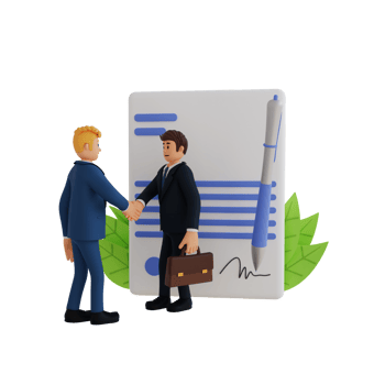 Business people cooperate and contract 3d character illustration png