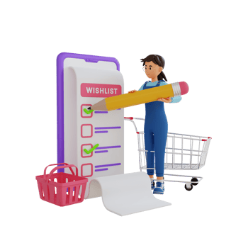 girl checking shopping list 3d character illustration png