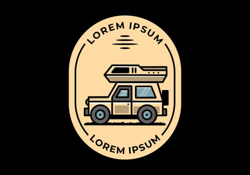 Off road vehicle car camping illustration badge design vector