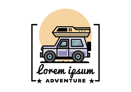 Off road vehicle car camping illustration badge design vector