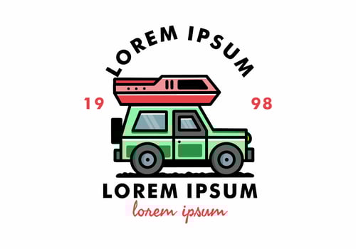 Off road vehicle car camping illustration badge design vector