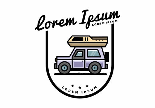 Off road vehicle car camping illustration badge design vector