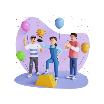 teenagers celebrating success 3d character illustration png