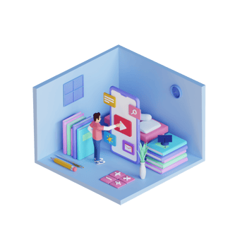 young man learning through video 3d character illustration png