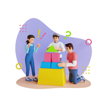 teenagers working together 3d character illustration png