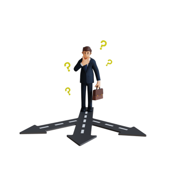 businessman with choice of path 3d character illustration png
