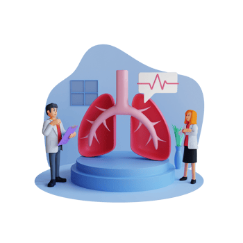 male and female doctors checks condition of lungs, 3d character illustration png