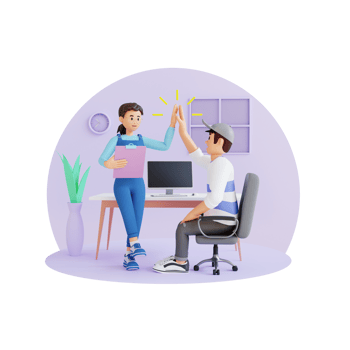 man and girl doing a high five 3d character illustration png