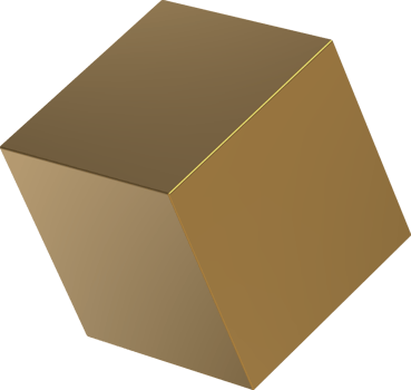 Golden cube 3D figure png