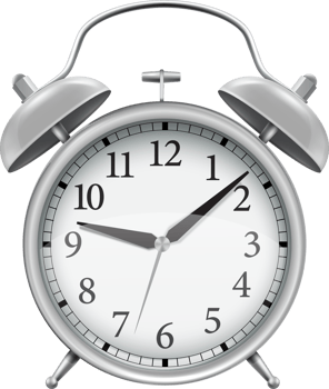 Silver classic alarm clock png